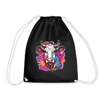 Cow Cows Cow Head Agriculture Farmer - Drawstring Bag - black - Front