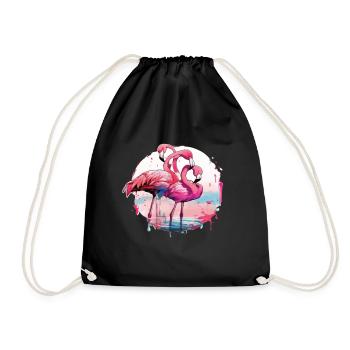 Flamingos - Drawstring Bag - black - Front