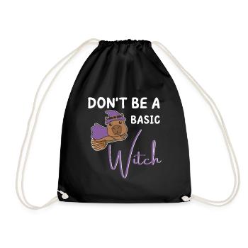 Capybara Halloween witches don't be a basic Witch - Drawstring Bag - black - Front
