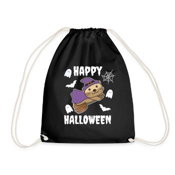 Otter Happy Halloween Witch Kids Witch Costume - Drawstring Bag - black - Front