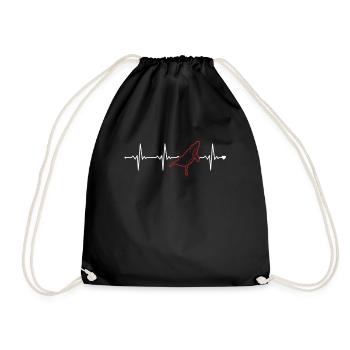 Whale Heartbeat Blue Beluga Cachalot Cetacea - Drawstring Bag - black - Front