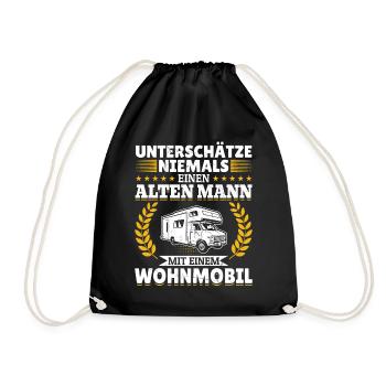 Unterschätze niemals einen alten Man mit Wohnwagen - Turnbeutel - Schwarz - Vorne