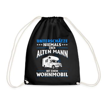 Unterschätze niemals einen alten Man mit Wohnwagen - Turnbeutel - Schwarz - Vorne