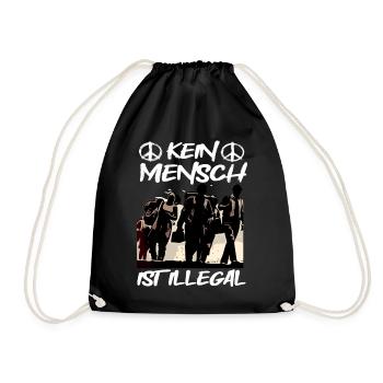 Kein Mensch ist Illegal - Turnbeutel - Schwarz - Vorne