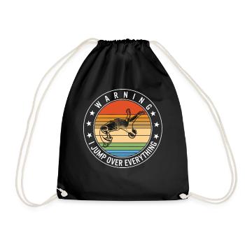 Parkour Shirt, Warning I Jump Over Everything - Drawstring Bag - black - Front