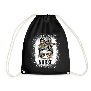 Dialysis Nurse Appreciation Messy Bun Dialysis - Drawstring Bag - black - Front