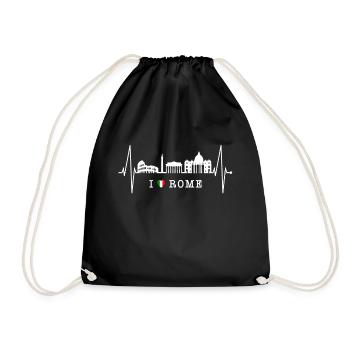 Rom Kolosseum Herzschlag Roma Skyline Rome Italien - Turnbeutel - Schwarz - Vorne