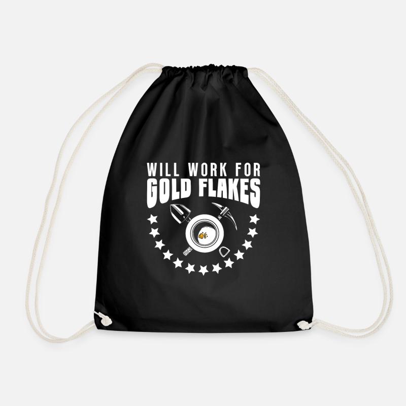 Works for gold flakes - Gold Panning Mining - Drawstring Bag - black