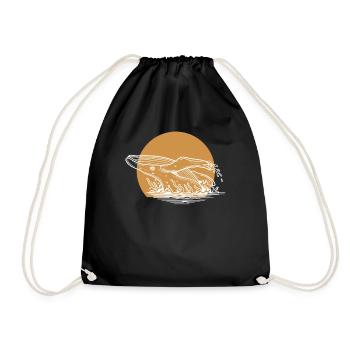 Lineart Blue Beluga Cetacea Cachalot Watcher - Drawstring Bag - black - Front