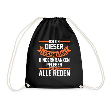 Pfleger Pflegekraft Kinderkrankenpfleger - Turnbeutel - Schwarz - Vorne