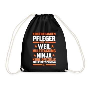 Pfleger Pflegekraft Kinderkrankenpfleger - Turnbeutel - Schwarz - Vorne