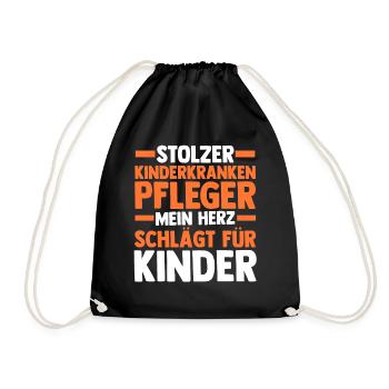 Pfleger Pflegekraft Kinderkrankenpfleger - Turnbeutel - Schwarz - Vorne