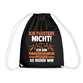 Pfleger Pflegekraft Kinderkrankenpfleger - Turnbeutel - Schwarz - Vorne