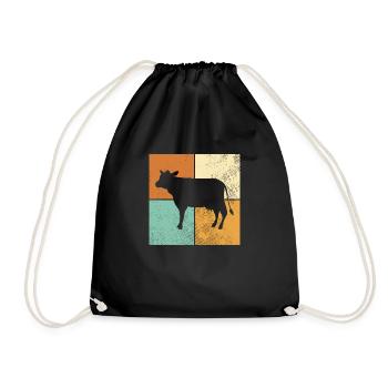 Cow - Drawstring Bag - black - Front