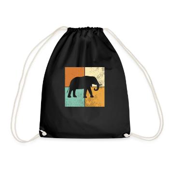 Elefant - Turnbeutel - Schwarz - Vorne