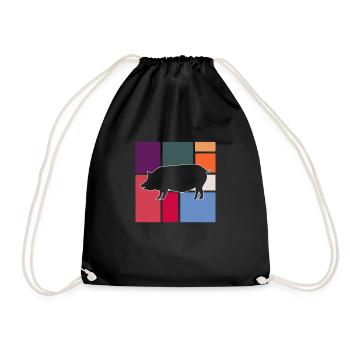 Pig - Drawstring Bag - black - Front