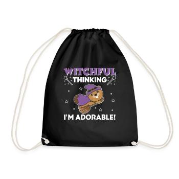 Beaver Halloween Witch Witches I'm Adorable - Drawstring Bag - black - Front