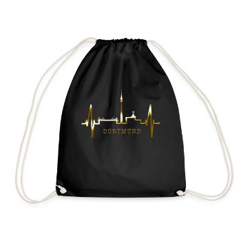 Dortmund Skyline Herzschlag Stadion Fan Dortmunder - Drawstring Bag - black - Front