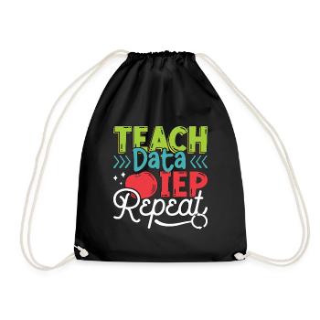 IEP Teach Data IEP Repeat Educator Sped Teacher - Drawstring Bag - black - Front