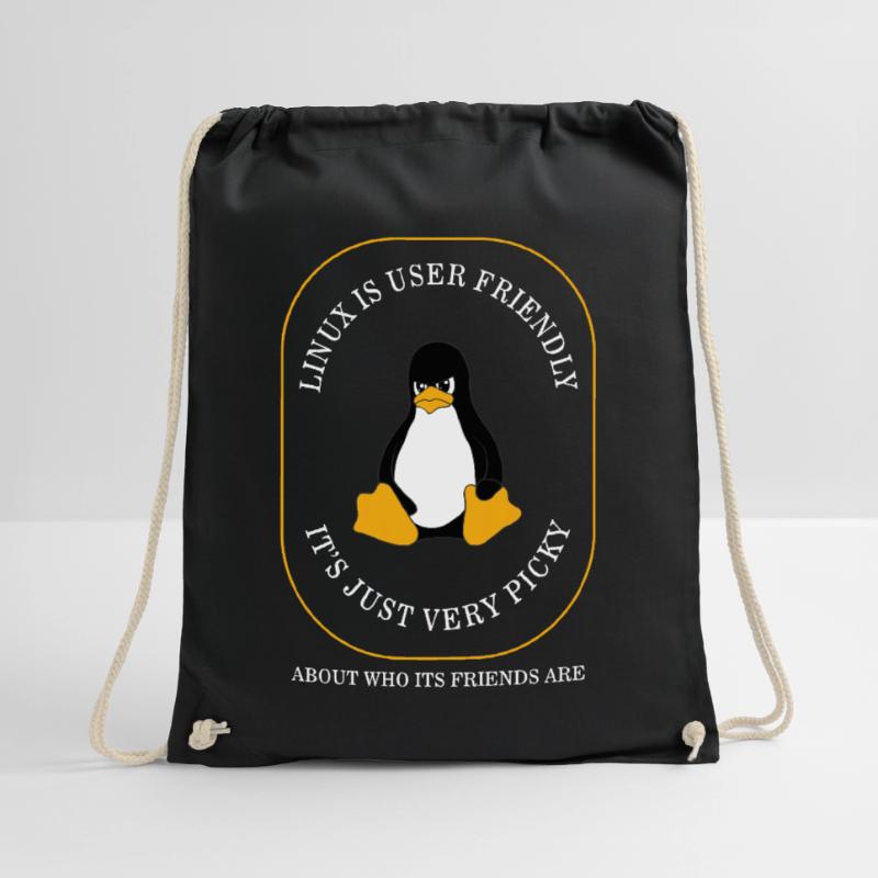 Programmer Shirt, Linux Is User Friendly It's Drawstring Bag