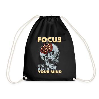 Darts Focus It's All In Your Mind Dart Playing - Drawstring Bag - black - Front