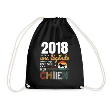 2018 une légende et née mon chien - Sac de sport léger - noir - Devant