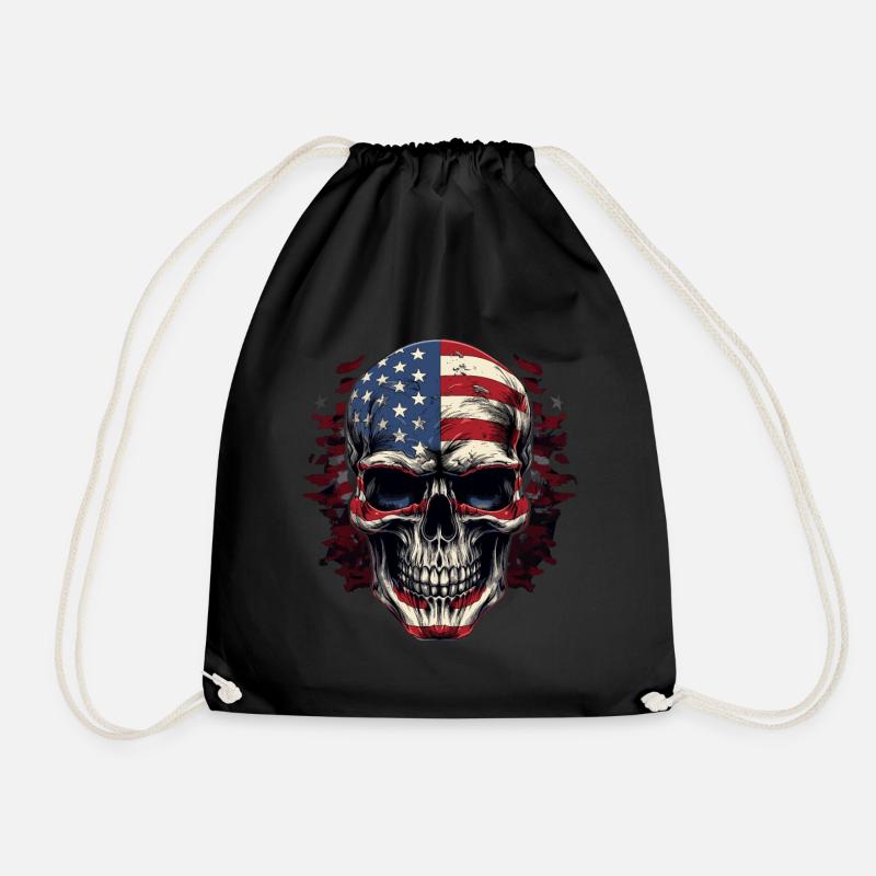 Skull USA - America Skull - Drawstring Bag - black