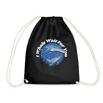 Je t’attends Béluga bleu Cachalot Baleine - Sac de sport léger - noir - Devant