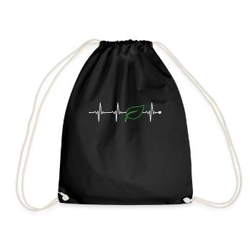 Veganism Heartbeat Vegans Plant-Based Vegan - Drawstring Bag - black - Front