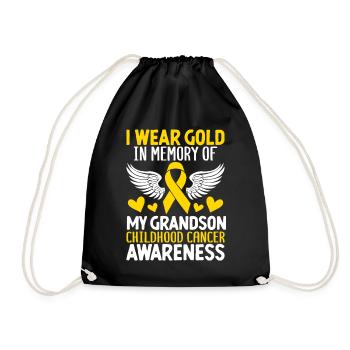 Childhood Cancer Grandson Family Childhood Cancer - Drawstring Bag - black - Front