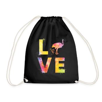 Ostrich Bird Ostrich Bird Love - Drawstring Bag - black - Front