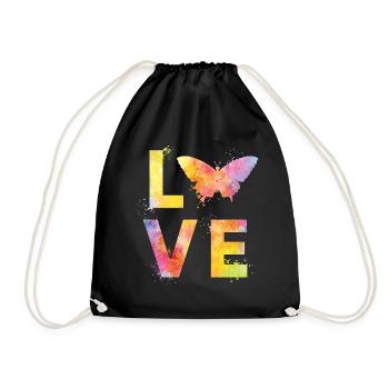 Butterfly love - Drawstring Bag - black - Front