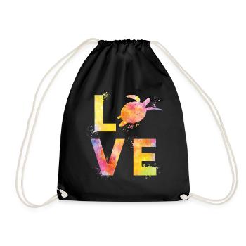 Tortue de mer Amour de tortue - Sac de sport léger - noir - Devant