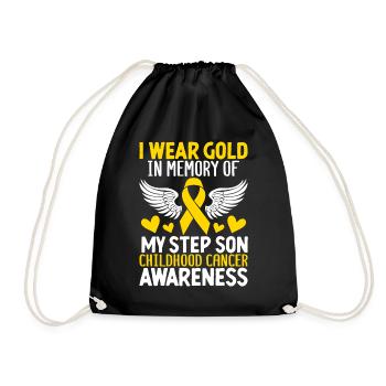 Childhood Cancer Stepson Family Childhood Cancer - Drawstring Bag - black - Front