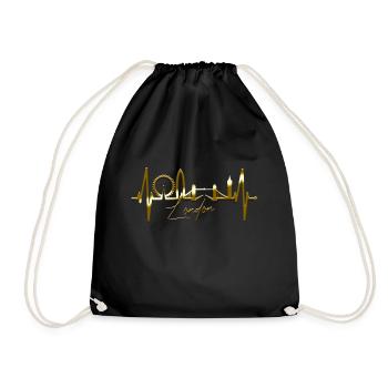 London Heartbeat Skyline England Fan UK Heart Love - Drawstring Bag - black - Front