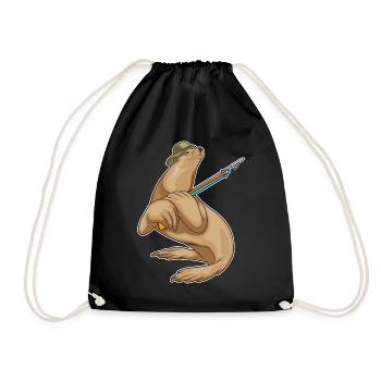 Seal, angler, harpoon, fishing - Drawstring Bag - black - Front