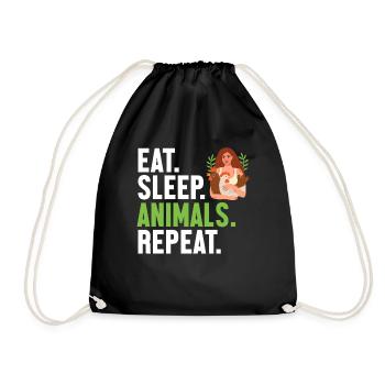 Eat Sleep Animals Repeat Vegan Vegans Veganismus - Turnbeutel - Schwarz - Vorne