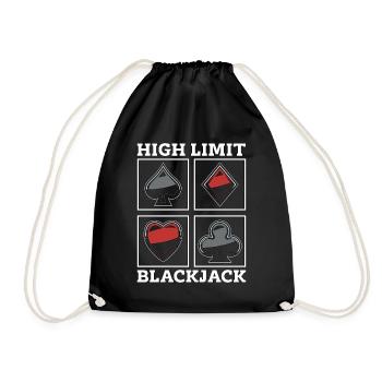 Classic Blackjack High Limit Blackjack Card Game - Drawstring Bag - black - Front