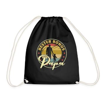 Bester Bonus Papa Stiefvater Vatertag Geschenk - Turnbeutel - Schwarz - Vorne