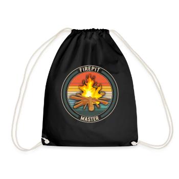 Camping Shirt, Firepit Master Tee, Outdoor Fire - Drawstring Bag - black - Front