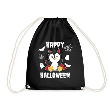 Penguin Happy Halloween Devil Costume - Drawstring Bag - black - Front