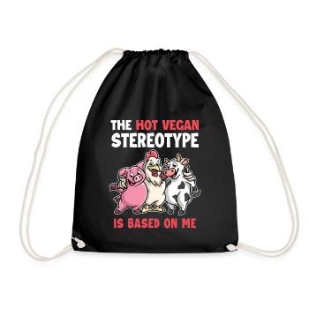 Heißes veganes Stereotyp basiert auf mir pflanzlich - Turnbeutel - Schwarz - Vorne