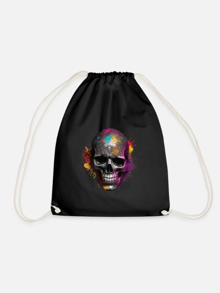 Skulls Skull Skull Skull Bones - Drawstring Bag - black