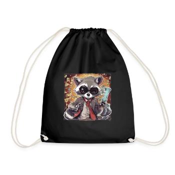 Waschbär - Turnbeutel - Schwarz - Vorne