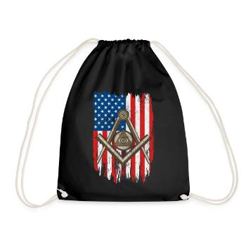 Amerikanische Flagge Freimaurerei Freimaurerei USA Square und - Turnbeutel - Schwarz - Vorne