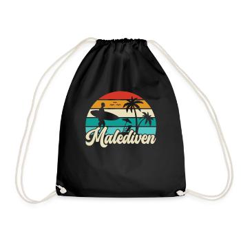 etro Maldives Maldives Palm Trees Holiday Summer Sea - Drawstring Bag - black - Front