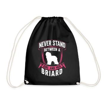 Girl and her Briard Berger de Brie - Drawstring Bag - black - Front
