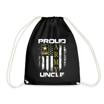 Vintage Proud Army Uncle With American Flag Gift - Drawstring Bag - black - Front