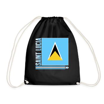 Caribbean Shirt, Saint Lucia Flag Design Tee, - Drawstring Bag - black - Front