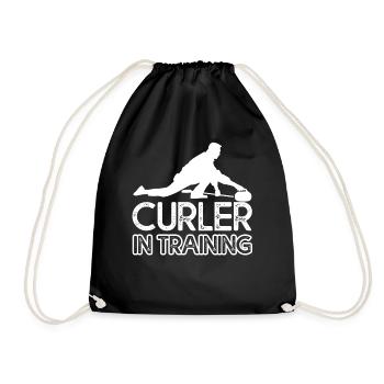 Curling Curler in Training - Drawstring Bag - black - Front